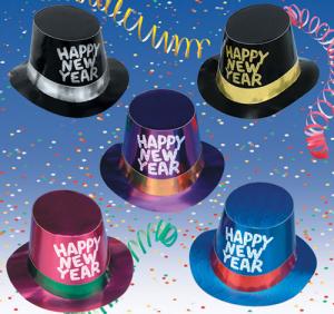 Chapeaux hauts New Year scintillant argent